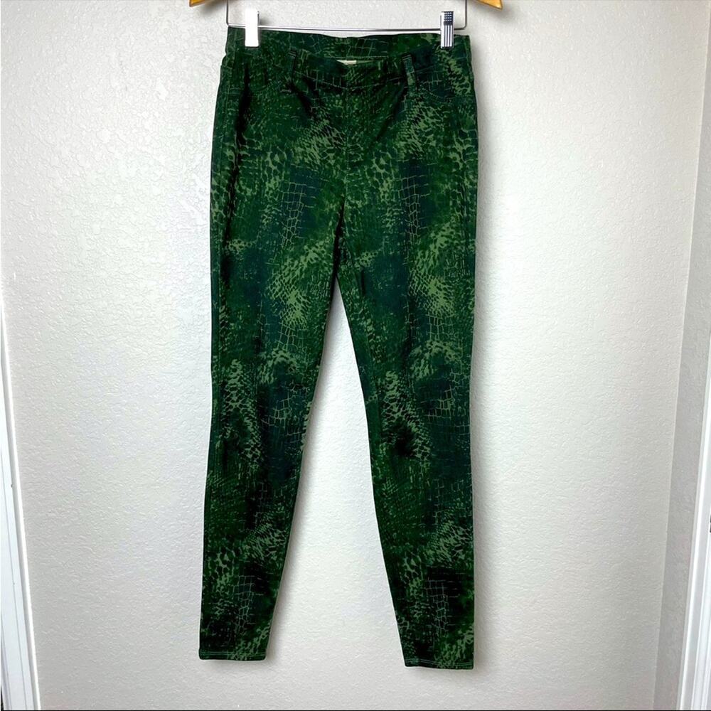 FADED GLORY Olive Green Reptile Print Skinny Leggings Size S